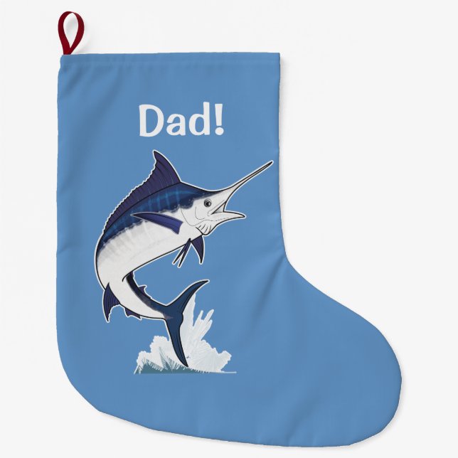 Dad: Atlantic Blue Marlin Large Christmas Stocking (Front)