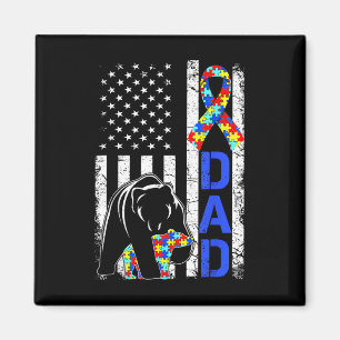 Dad Autism Awareness American Flag Fathers Day  Magnet