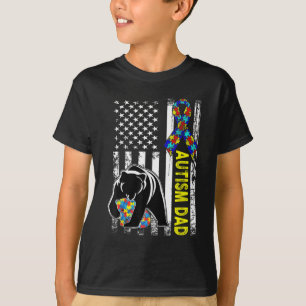 Dad Autism Awareness American Flag Gift For Men Da T-Shirt
