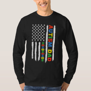 Dad Autism Awareness Autism Us Flag Men Dad Daddy T-Shirt