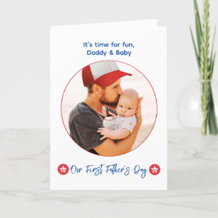 Dad Baby Photo Modern New Dad 1st Fathers Day Card
