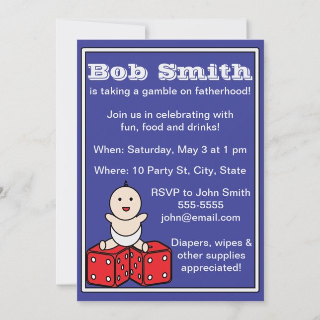 Dad Baby Shower Baby Dice Gamble Invitation (Front)