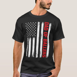 Dad Ballers American Flag Volleyball Softball Team T-Shirt