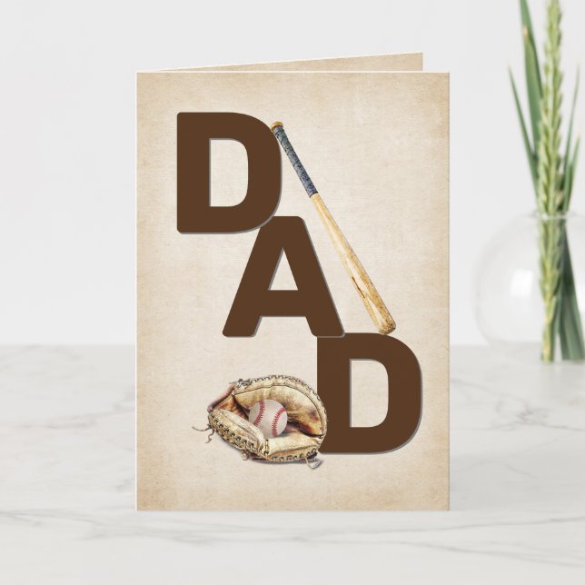 Dad Baseball Bat and Glove Birthday Card (Front)