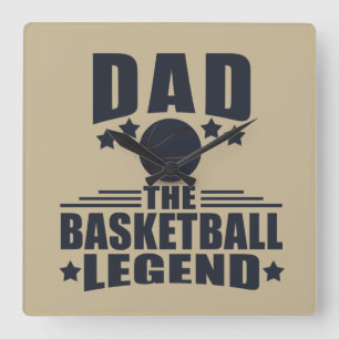 Dad basketball legend  square wall clock