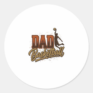Dad Basketball Vintage Engraving Shirt Design_1 Classic Round Sticker