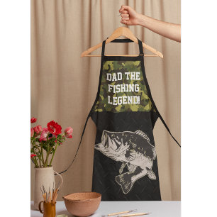 Dad Bass Fishing Legend Sports Camo Apron