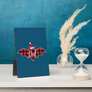 Dad Bat Christmas Papa Pajama Red Plaid Buffalo Plaque