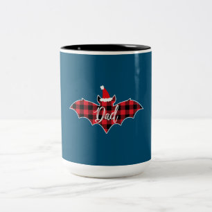 Dad Bat Christmas Papa Pajama Red Plaid Buffalo Two-Tone Coffee Mug