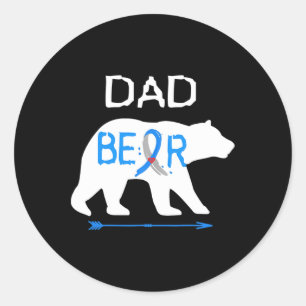 Dad Bear Type One Diabetes Awareness Classic Round Sticker