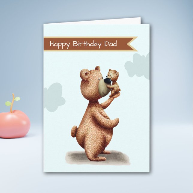 Dad Bear with Cub Father Personalised Birthday Card (Creator Uploaded)