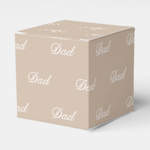 Dad beige tan white custom script elegant chic favour box