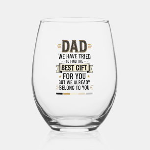 Dad Best Gift Belong to You Vintage Vector Shirt_1 Stemless Wine Glass