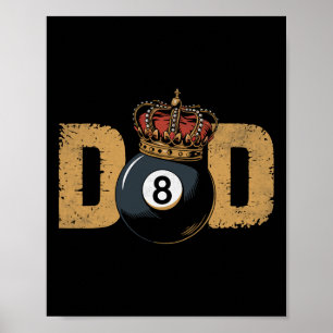 Dad Billiards Fathers Day Pool Player Retro Vintag Poster