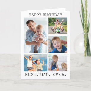 Dad Birthday BEST DAD EVER 5 Photo Collage Card