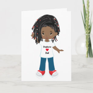 Dad Birthday Card Black girl