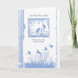 dad birthday card with birds - blue grunge