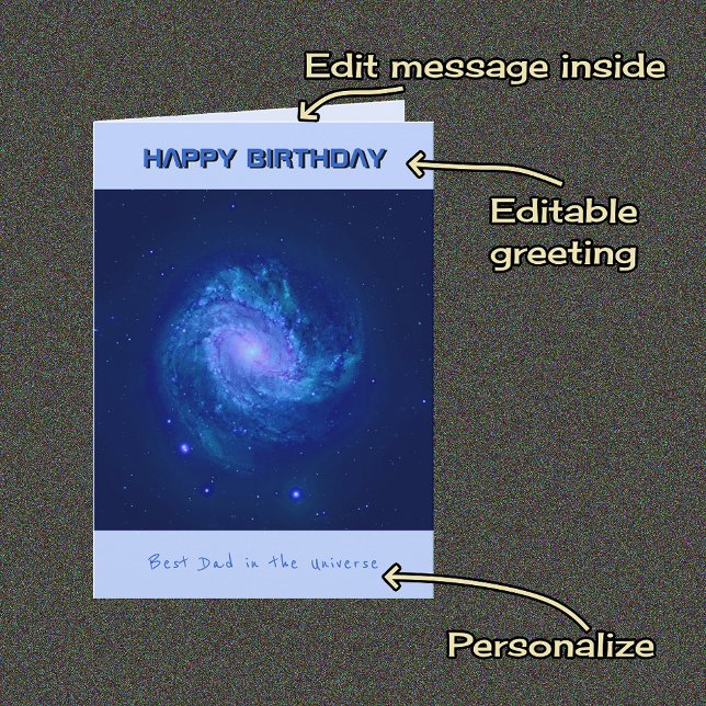 Dad birthday custom text spiral galaxy card (Creator Uploaded)
