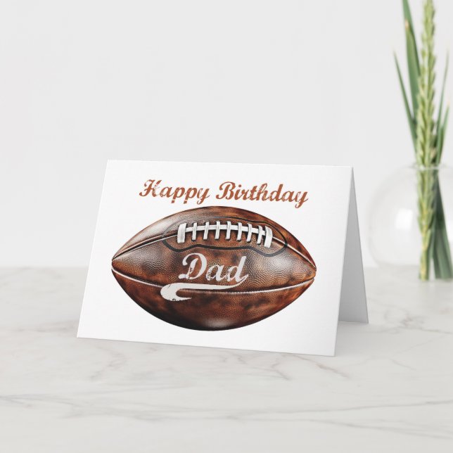 Dad Birthday Grunge Large Football for Sports Fan Card (Front)