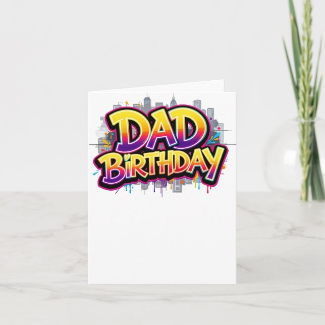 Dad Birthday Rainbow City Graffiti Invitation (Front)