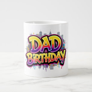 Dad Birthday Rainbow City Graffiti Large Coffee Mug