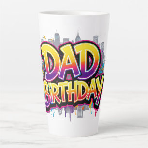 Dad Birthday Rainbow City Graffiti Latte Mug