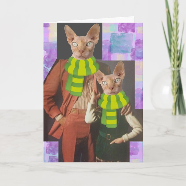 DAD BIRTHDAY RETRO CAT FUNNY GREETING CARD (Front)