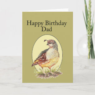 Dad, Birthday Watercolor California Quail Bird Card