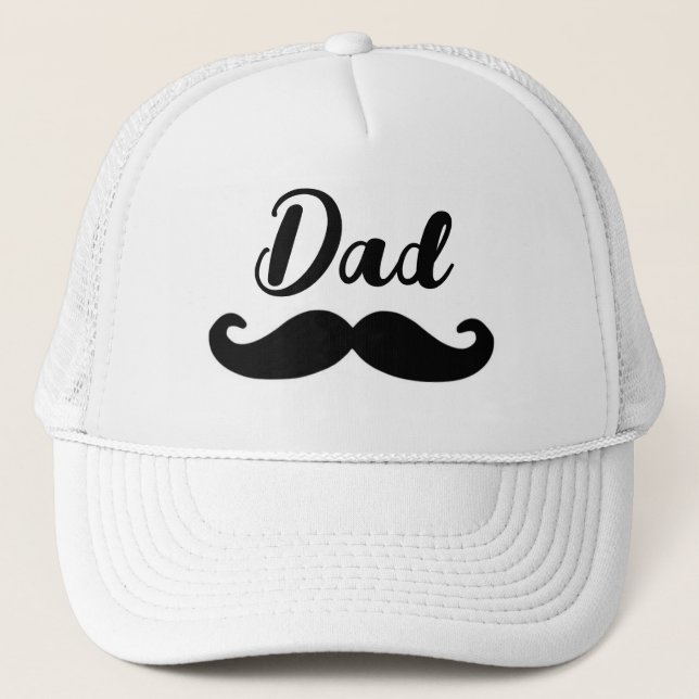Dad black handlebar moustache trucker hat (Front)