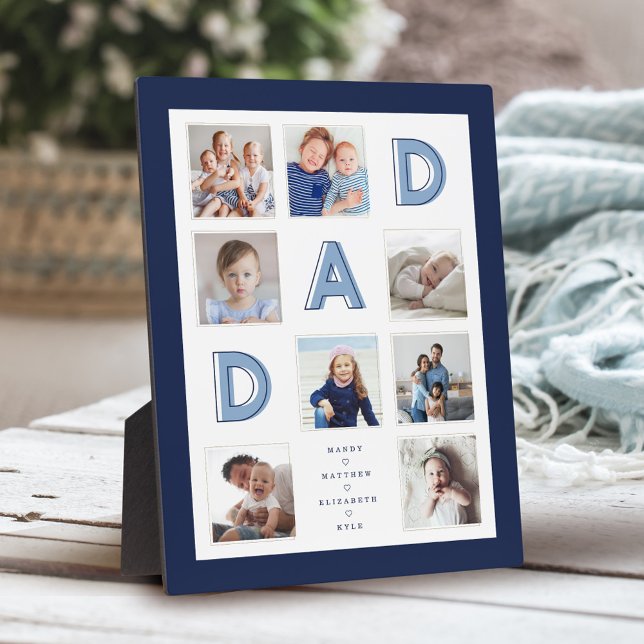 DAD Blue Letters Family Photo Collage Navy Frame (Creator Uploaded)