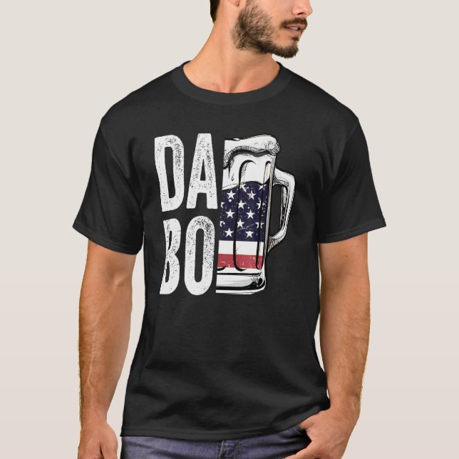 Dad Bod Beer American Flag Fathers Day T-Shirt (Front)