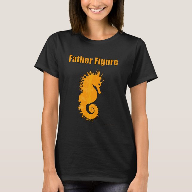 Dad Bod Dad Male Seahorse Father Figure Marine Oce T-Shirt (Front)