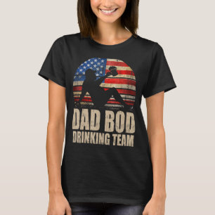 Dad Bod Drinking Team American US Flag Vintage Bee T-Shirt