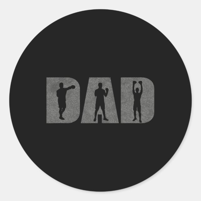 Dad Boxer Fathers Day Boxing Lover Box Gift Traini Classic Round Sticker (Front)