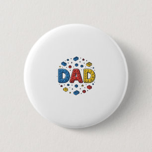 Dad Building Blocks Vintage Vector Design_1 6 Cm Round Badge