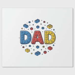 Dad Building Blocks Vintage Vector Design_1 Wrapping Paper
