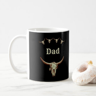 Dad Bull Cow Skull Western Fathers Day Rustic  Coffee Mug