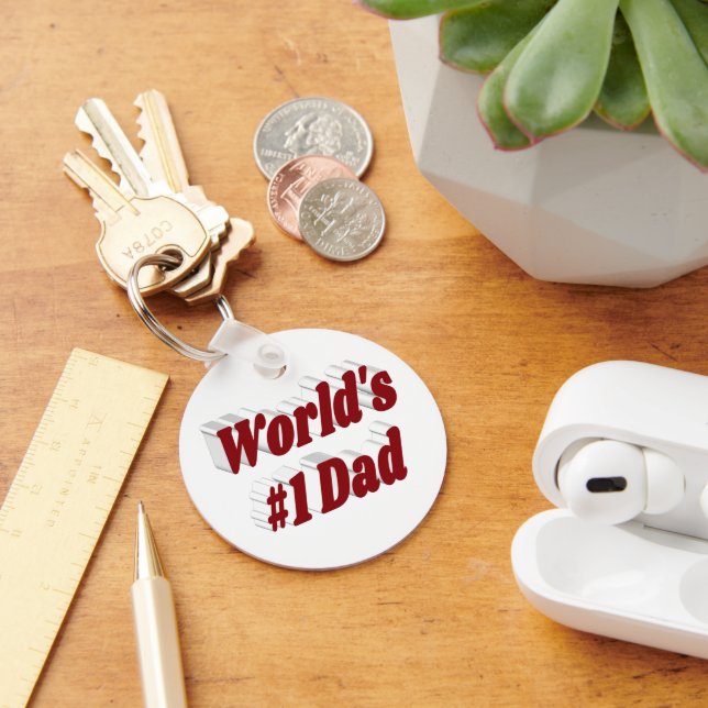 Dad burgundy text  key ring (Desk)