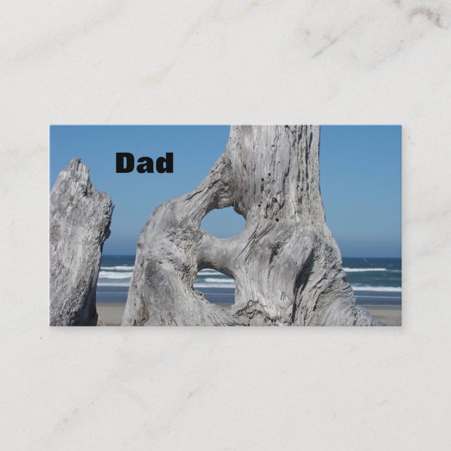 Dad Business Cards for Men Ocean Waves Driftwood (Front)
