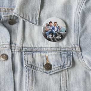 Dad By Day Gamer By Night Son And Dad Father's Day 6 Cm Round Badge