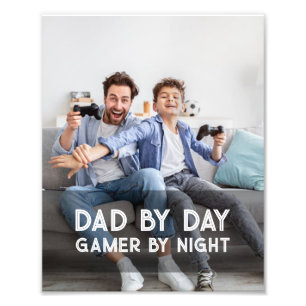 Dad By Day Gamer By Night Son And Dad Father's Day Photo Print