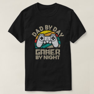 Dad By Day Gamer By Night Video Gamer Gifts Gaming T-Shirt