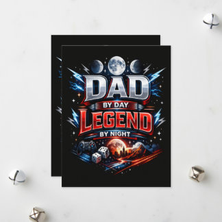 Dad By Day Legend By Night - Epic Gamer Dad Holiday Card