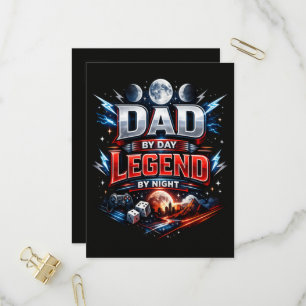 Dad By Day Legend By Night - Epic Gamer Dad Invitation Postcard