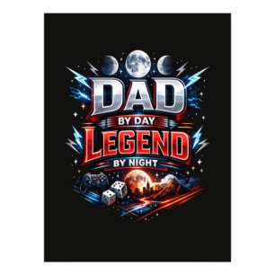 Dad By Day Legend By Night - Epic Gamer Dad Photo Print