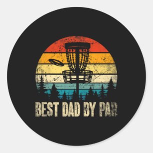 Dad By Par Vintage Disc Golf Funny Dad Fathers Day Classic Round Sticker