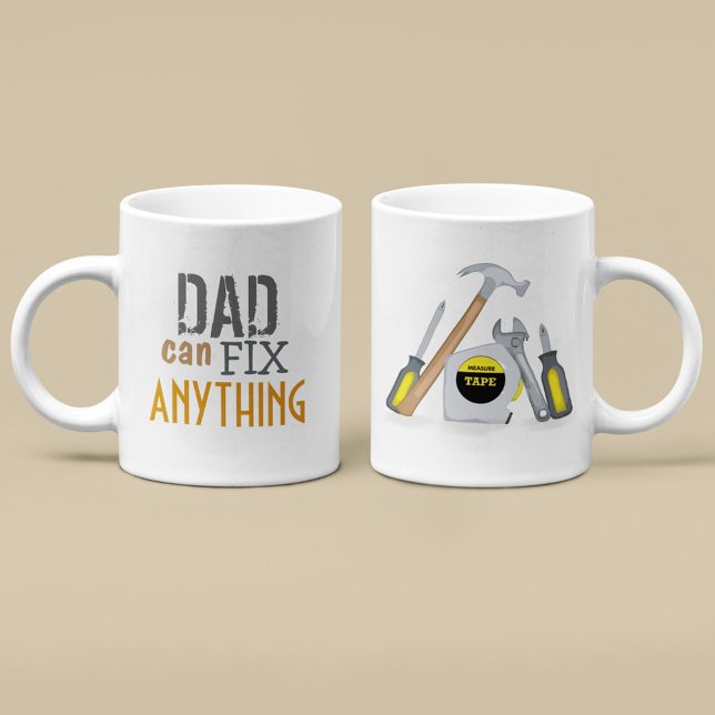 Dad Can Fix Anything Whimsical Cute Typography Coffee Mug (Creator Uploaded)