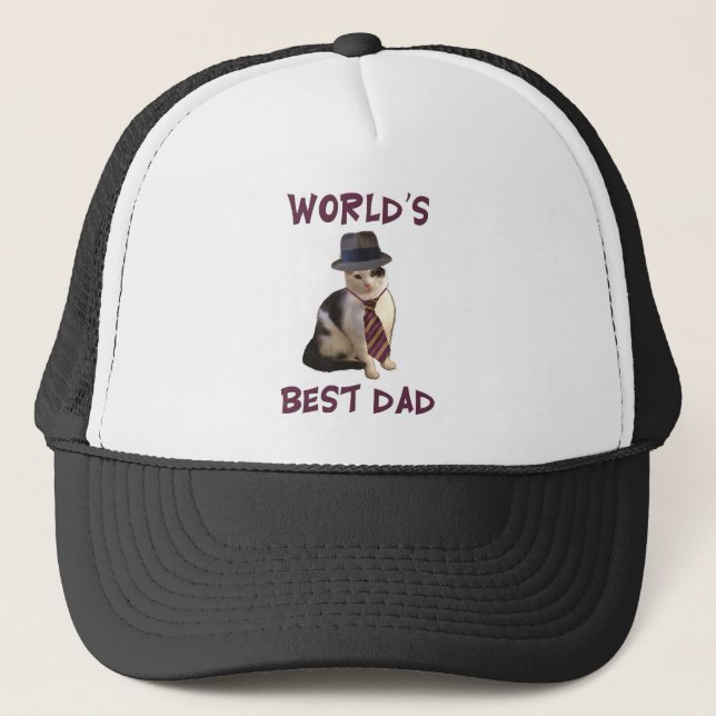 Dad Cat: World's Best Dad Trucker Hat (Front)