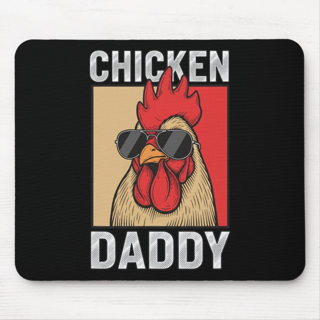 Dad Chicken Daddy Rooster In Shades, Retro Coop Pr Mouse Mat (Front)