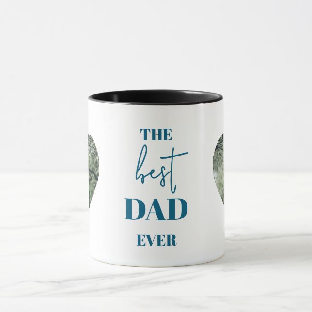 Dad & Child Photo Mug – Heart Frame Best Dad Ever (Center)